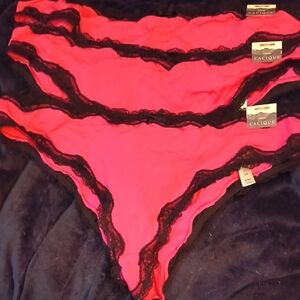 Cacique Women's Hot Pink and Black Lace Panties